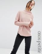 Asos Petite Ultimate Chunky Sweater With High Neck - Pink