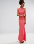Lipsy Fishtail Maxi Dress With Cut Out Detail - Red