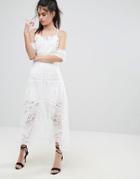Foxiedox Cold Shoulder Lace Dress - White