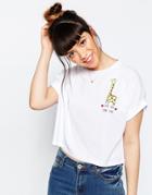 Asos Cropped T-shirt With Love You Long Time Print - White