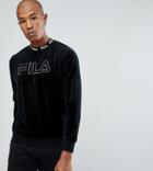Fila Black Line Velour Sweatshirt With Embroidered Logo - Black