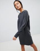 Asos Design Sweater Dress In Ripple Stitch - Gray