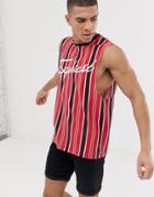 Asos Design Organic Cotton Relaxed Sleeveless T-shirt With Dropped Armhole And Chest Print - Red