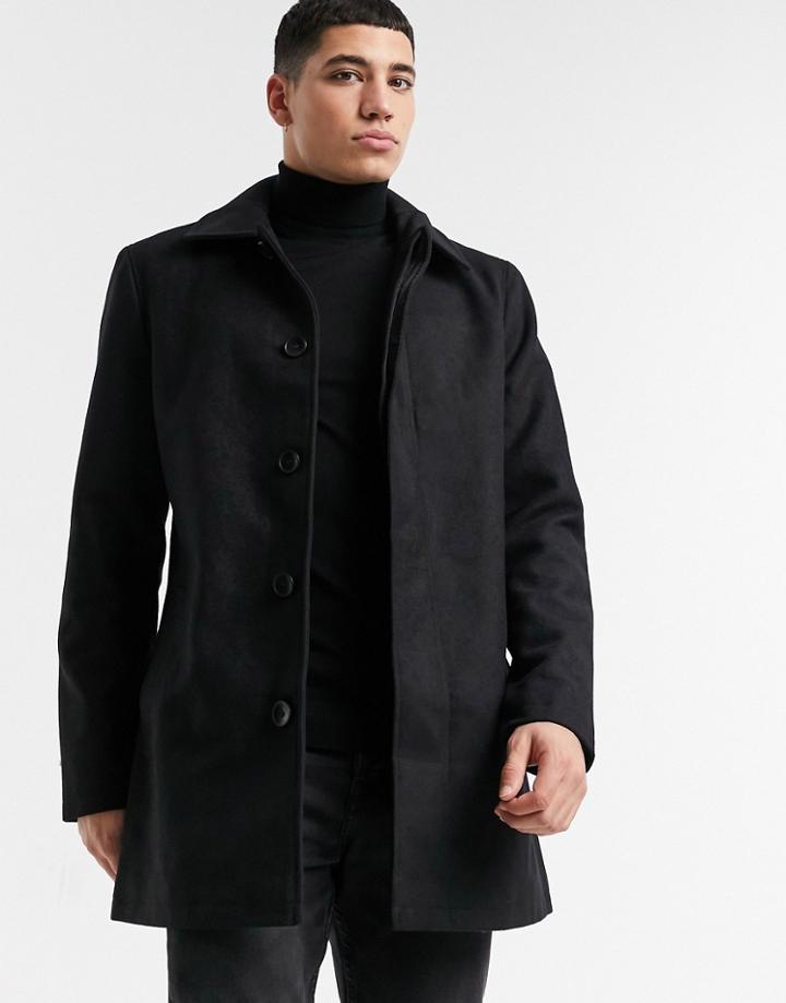 French Connection Single Breasted Collar Coat-black