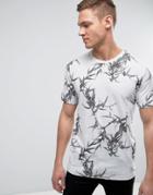 Only & Sons T-shirt With All Over Leaf Print - Beige