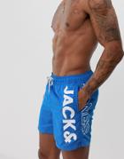 Jack & Jones Branded Swim Shorts In Blue - Blue