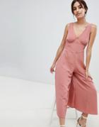 Asos Design Sleeveless Tea Jumpsuit - Pink