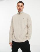 Polo Ralph Lauren Icon Logo Half Zip Sweatshirt In Beige Heather-neutral