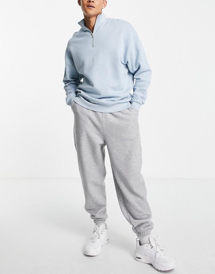 Asos Design Oversized Sweatpants In Gray Fleece-grey