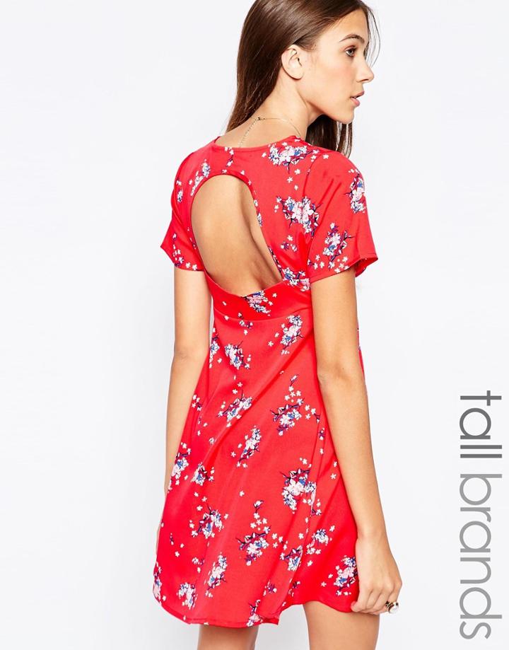 Influence Tall Tea Dress With Open Back - Red