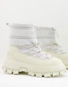Asos Design Padded Boot With Strap Detail In Gray Nylon With Contrast Sole-grey
