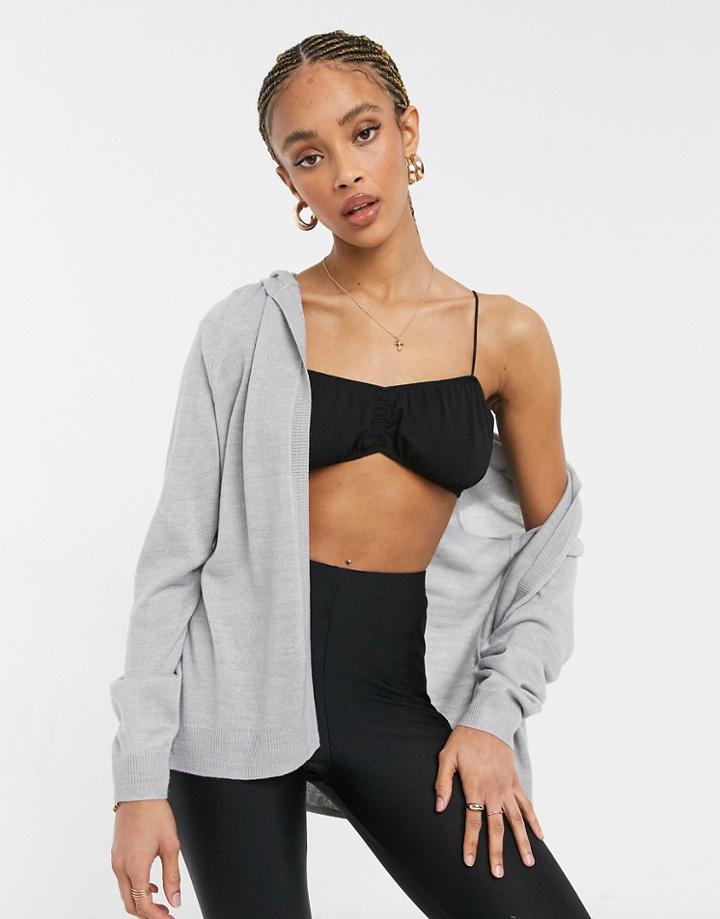Only Hooded Cardigan In Gray-grey
