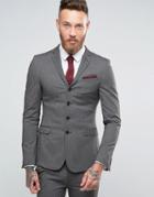 Asos Super Skinny Four Button Suit Jacket In Charcoal - Multi
