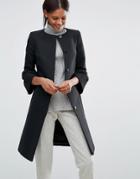 Helene Berman Gigi Coat With Fluted Sleeves In Black - Black