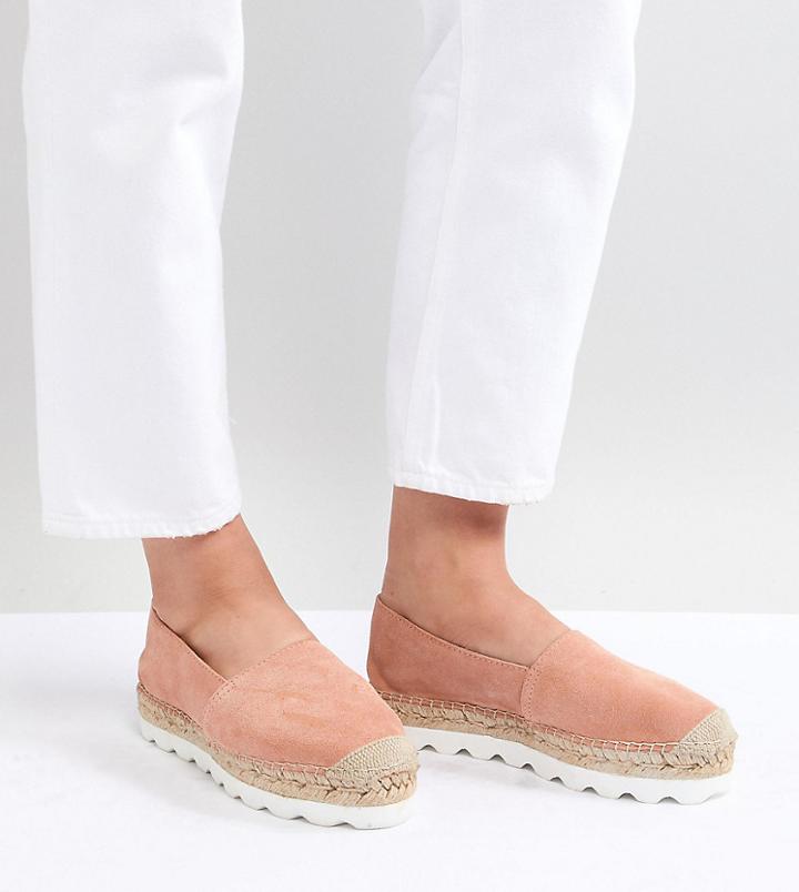 Park Lane Wide Fit Suede Flatform Espadrilles - Orange