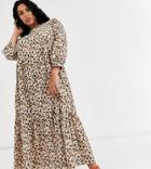 Asos Design Curve Tiered Maxi Dress In Leopard Print-multi