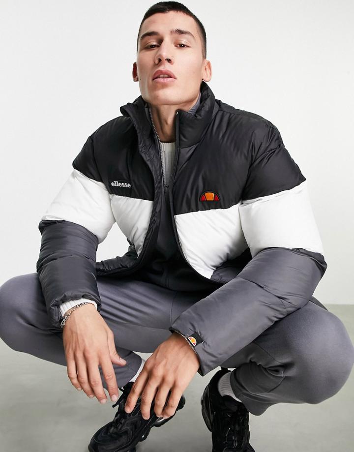 Ellesse Color Block Puffer In Gray And Black Exclusive To Asos-grey