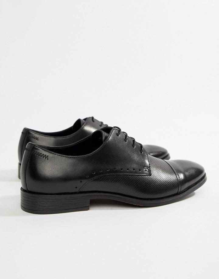 Silver Street Textured Toe Cap Lace Up Shoe In Black