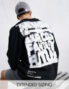 Asos Dark Future Oversized Long Sleeve T-shirt With Large Back Warped Text Graphic Print In Black