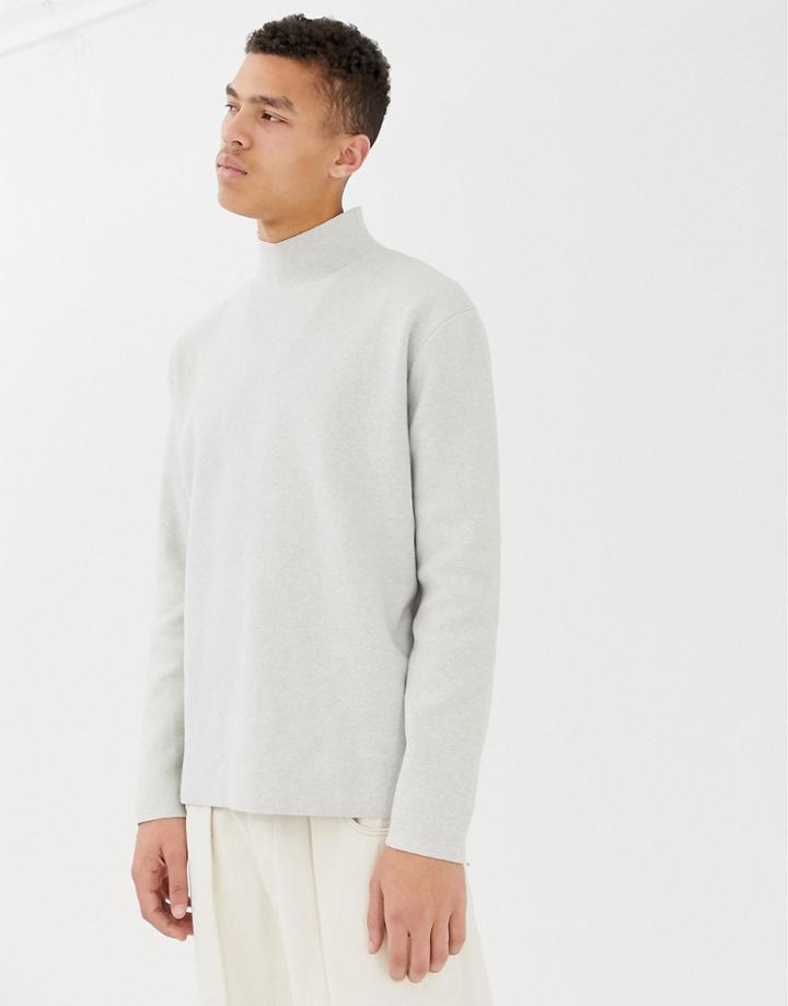 Asos White Boxy Sweater In Ice Gray Structured Knit - Gray