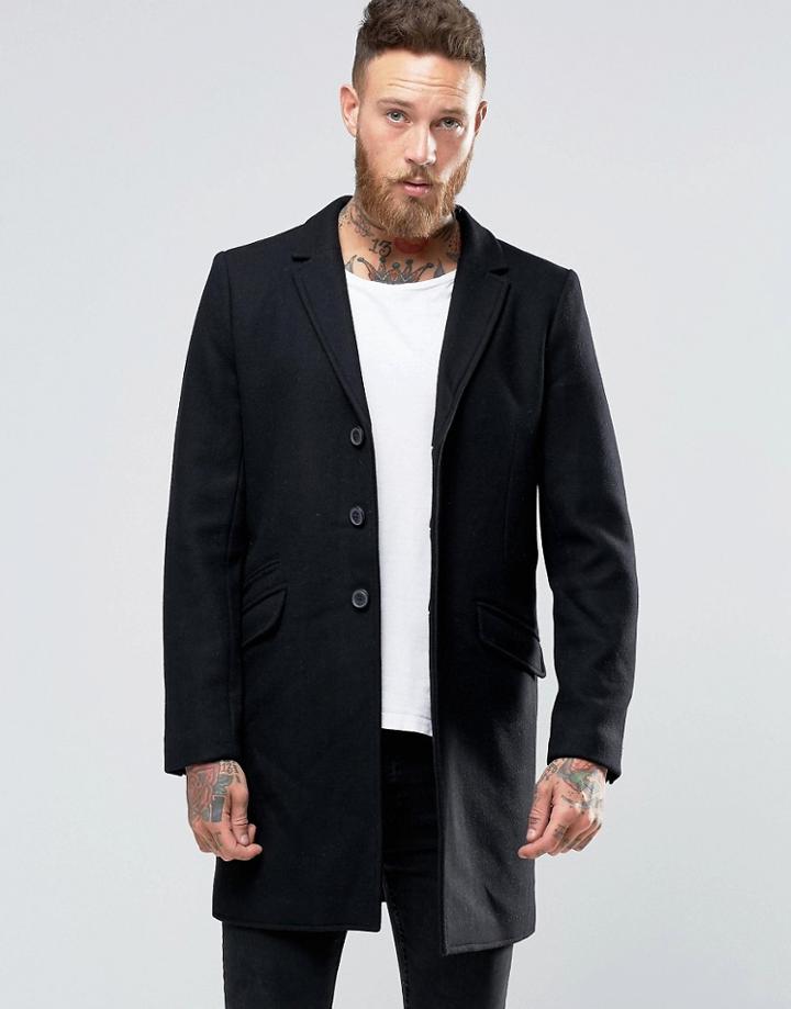Only & Sons Overcoat - Black
