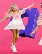 Asos Design Mixed Gingham And Floral Tiered Mini Smock Dress-multi