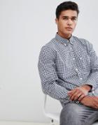 Abercrombie & Fitch Core Poplin Gingham Shirt Slim Fit In Navy - Navy