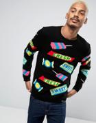 Asos Sweater With All Over Retro Sweets - Black