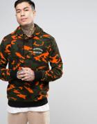 Criminal Damage Hoodie In Camo Print - Orange