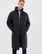 Another Influence Longline Quilted Jacket - Black