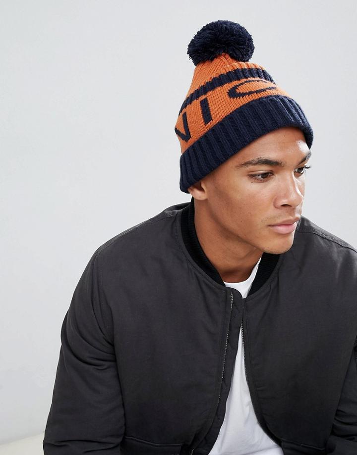 Nicce Bobble Hat In Orange With Logo - Orange