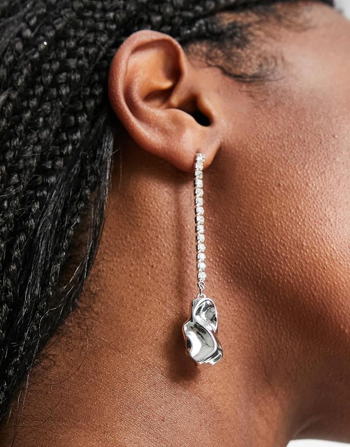 Topshop Cupchain Drop Earrings In Silver - Silver