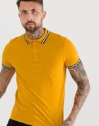 Asos Design Polo Shirt With Tipping In Yellow - Brown
