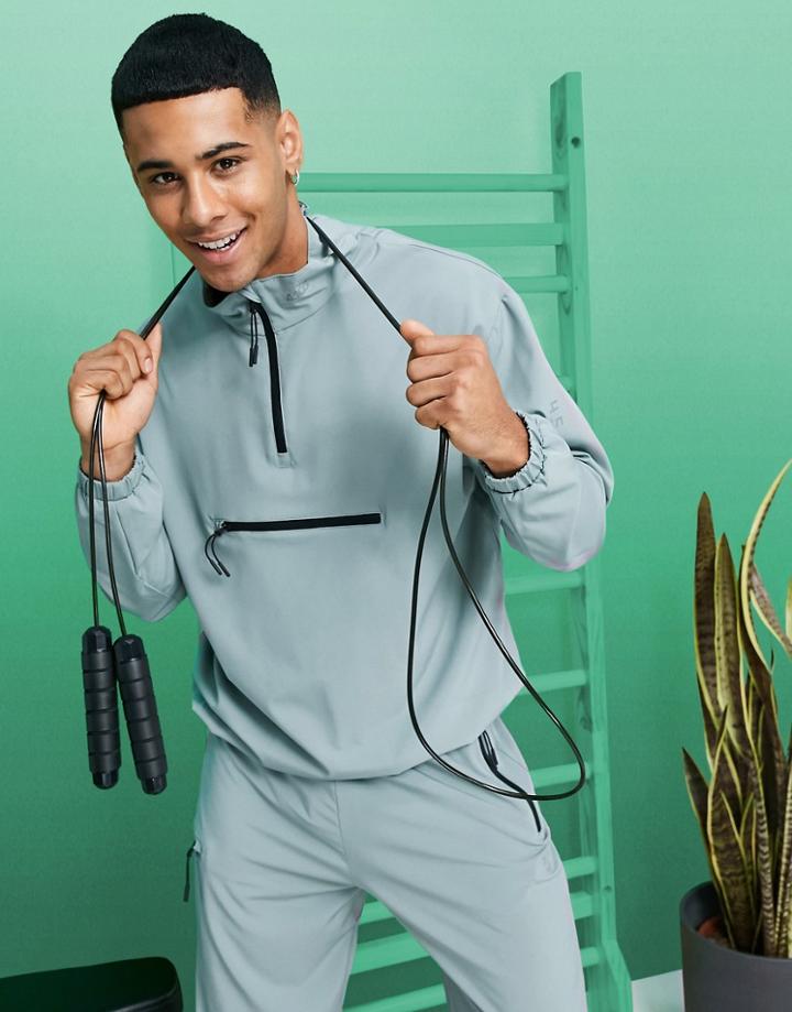 Asos 4505 Overhead Running Jacket With 1/4 Zip-grey