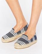 Soludos Navy Striped Platform Espadrilles - Blue