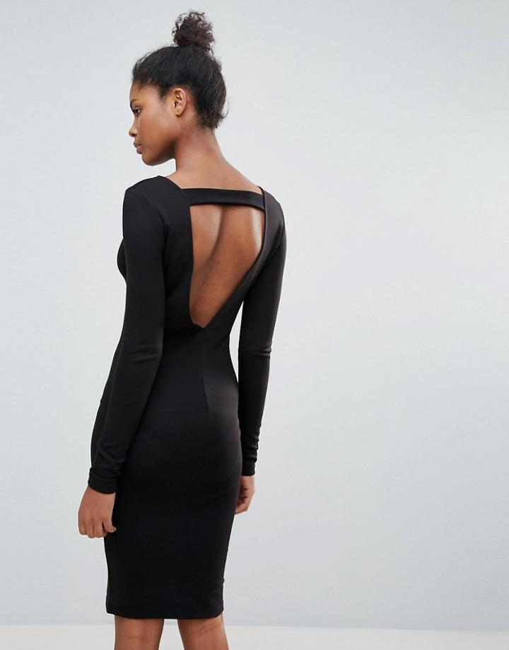 Vila Open Back Sweater Dress - Black