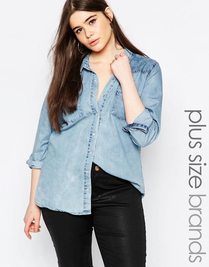 Missguided Plus Denim Shirt - Blue