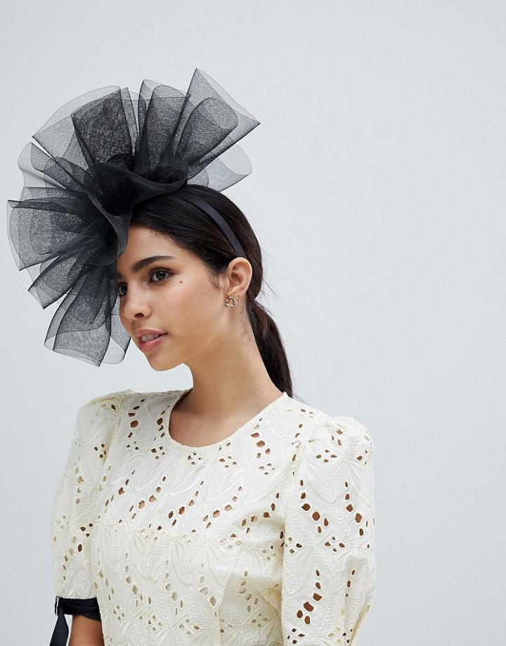 Elegance Fascinator Hat With Netting - Black