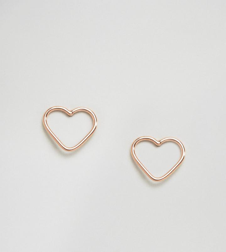 Kingsley Ryan Rose Gold Cut Out Heart Ear Stud Earrings - Gold