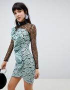 Asos Frill Long Sleeve Ruffle Front Mini Dress-yellow
