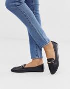 Raid Viera Black Leather Look Snaffle Detail Flat Shoes - Black