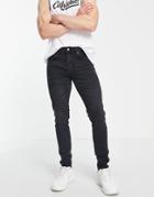 Pull & Bear Skinny Jeans In Dark Gray-black