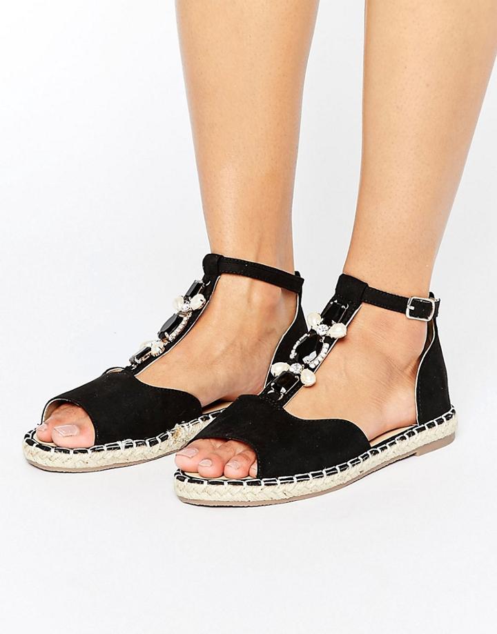 Truffle Collection Jewel Front Espadrille - Black