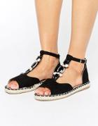 Truffle Collection Jewel Front Espadrille - Black