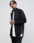 Asos Design Longline Shirt With Taped Zips - Black