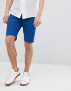 Hugo Slim Fit Script Chino Shorts In Blue - Blue