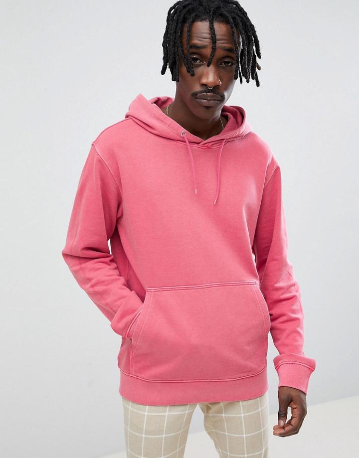 Weekday Hawk Washed Hoodie Pink - Pink