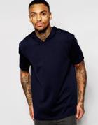 Asos T-shirt With Hood In Scuba In Relaxed Skater Fit - Navy