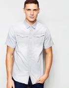 G-star Regular Fit Denim Shirt Arc 3d Short Sleeve Grey Light Aged - Lt Aged