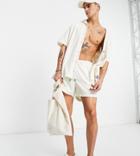 Reclaimed Vintage Inspired Recycled Shorter Length Swim Shorts In White